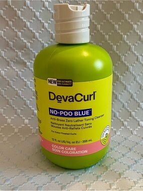 DevaCurl No-Poo Blue Anti-Brass Toning Shampoo Cleanser 12 oz